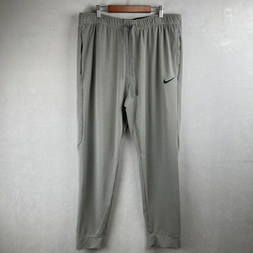 Nike Dri Fit Mens Touch Fleece‎ Joggers Sweatpants Gray Elastic Waist Stretch XL